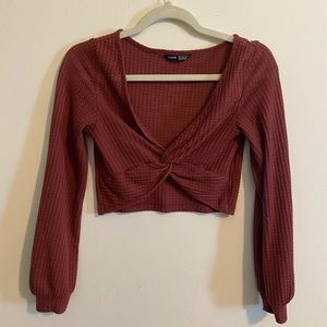 SHEIN V neck twist crop top